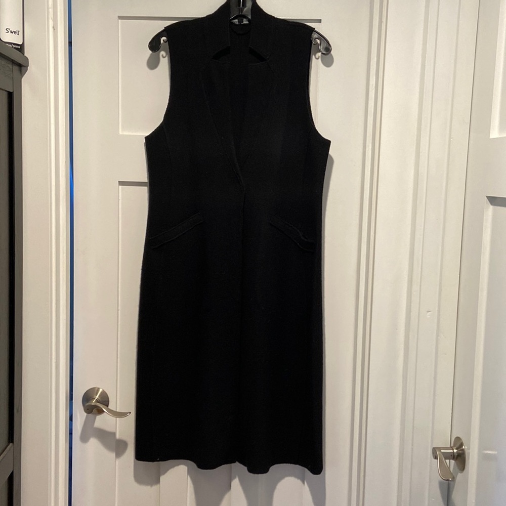 Eileen Fisher black long duster vest